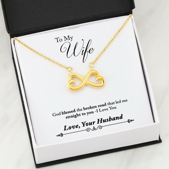 18K Gold Infinity Heart Necklace Pendant wife gift - Picture 1 of 5